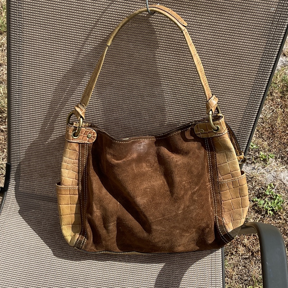 Fossil Elegant Brown Suede Shoulder Bag - Picture 4 of 9